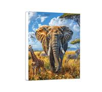 Grassland Diamond Art Elephant 5D Diamond Painting Kits for Adults Beginners, Full Drill DIY Crystal Art Canvas Painting, Hobbies Crafts for Adults Women, Home Wall Decor Gifts 12x16 Inch 0a-77