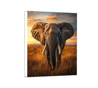 Grassland Diamond Art Elephant 5D Diamond Painting Kits for Adults Beginners, Full Drill DIY Crystal Art Canvas Painting, Hobbies Crafts for Adults Women, Home Wall Decor Gifts 16x22 Inch 0a-76