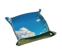 Grassland Expanse Double Sided Printed Leather Storage Tray, Practical And Decorative Organizer For Small Items