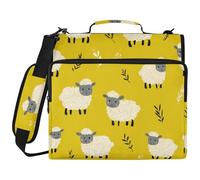 Grassland Lambs Peppa Yellow 1.5-Inch 3-Ringing Organizer Binder with Handle and Removable Shoulder Strap Easy to Carry School Supplies Organizer for Office School