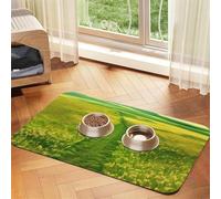 Grassland paths Pet Water Absorbent Faux Leather Feeding Mat 30x45cm Non Slip Durable Mat for Cat and Dog Bowls