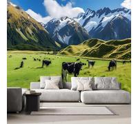 Grassland Photo Wallpaper for Bedroom Cows, Nature, Scenery, Mountains 3D Small Wall Mural, Removable Peel and Stick Self-Adhesive Wall Decal for Boys Girls Living Room Office Decor 79"x 55" T-265