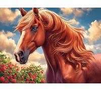 Grassland Running Brown Horse 300-piece Jigsaw Puzzle Bundle Magical Cosmic Creatures Family Puzzle Lovers Brain Training Mindful Activity Spring Rigid Cardboard 300 PCS/40x28cm