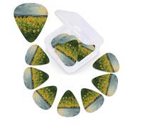 Grassland Sunflower Print Guitar Picks 12 Pack with Custom Organizer Storage Box Guitar Accessories Ukulele for Acoustic Guitar Bass Guitar Gift