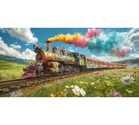 Grassland Train Diamond Art Kits Adults Large, 5D DIY Diamond Painting Kit for Adults, Full Drill Crystal Art Crafts Painting Picture, Cross Stitch Embroidery Canvas, for Home Wall Decor 20x40cm q-70
