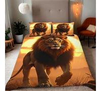 Grassland Wild Animals Lions Pattern Duvet Cover and pillowcase,Microfiber Quilt Cove SuperKing Bedding Set 3 Piece(220x260+2 * 50x75,#7)