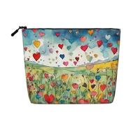 Grassroots Love Valentine's Day Large Capacity Travel Makeup Bag, Makeup Bag for Women, Waterproof Single-Ply Imitation Hemp Portable Zipper Cosmetic Bag, Travel Essentials