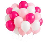 GrassVillage 100 Pcs 12 Inch Balloons - White, Pink & Baby Pink Latex Party Balloons for Birthday, Baby Shower, Wedding, Carnival, Festival & New Year Decorations - Helium & Air Fillable