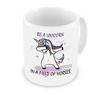 GrassVillage Be a Unicorn in a Field of Horses Mug - Motivational & Funny Gift for Women, Teens, or Coworkers - Positive Quote Ceramic Coffee Cup - 11oz White Mug for Office or Home