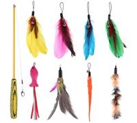 GrassVillage Cat Toys - Retractable Teaser Wand with 8 Refills & 2 Spare Hooks - Interactive Toy for Indoor Cats & Kittens - Fun Exercise, Hunting Play & Bonding Activity