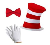 GrassVillage Child Cat in the Hat Fancy Dress Accessory Set Hat + Bow Tie + Kids Gloves World Book Week
