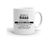 GrassVillage Funny Mug - Being Boss is Easy Like Riding a Bike - Sarcastic Gift for Boss, Supervisor, Colleague - Office Humor, Birthday, Leaving Gift - 11oz White Ceramic Cup