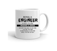 GrassVillage Funny Mug - Being Engineer is Easy Like Riding a Bike - Sarcastic Gift for Boss, Supervisor, Colleague - Office Humor, Birthday, Leaving Gift - 11oz White Ceramic Cup