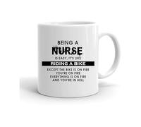 GrassVillage Funny Mug - Being Nurse is Easy Like Riding a Bike - Sarcastic Gift for Boss, Supervisor, Colleague - Office Humor, Birthday, Leaving Gift - 11oz White Ceramic Cup
