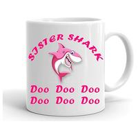 GrassVillage Sister Shark Do Do Do Mug - 11oz Funny Birthday Gift Cup for Sister, Family - Coffee Tea Cup