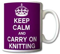 GrassVillageTM Keep Calm and Carry On Knitting Mug Cup Gift Retro
