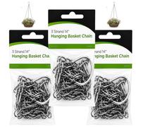 GrassWarehouse 3 Strand 14” Hanging Basket Chain Heavy Duty Metal Plant Hanger with Hook & S-Hooks, Rust Resistant Hanging Chain for Baskets, Planters, Bird Feeders Indoor Outdoor (3 Pack)