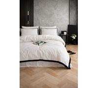 GRAT Double Fitted Bed Sheet Duvet Cover Set | Frame Model, Bed Linen Set, White, 180 x 200