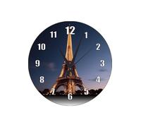 GRAT Eiffel Tower Wall Clock Paris Scene 14.5 Inch Stylish Design Wooden Clock for Living Room, Office - 37 x 37 cm, One Size