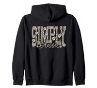 Grateful Blessed Leopard Floral Faith Daisy Aesthetic Design Zip Hoodie