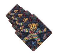 Grateful Dancing Bear Car Air Fresheners Cards Set of 4 Pieces,Long-Lasting Car Aromatherapy Tablets Hanging Scented Cards for Wardrobe Bathroom Rearview Mirror Hanging Ornament