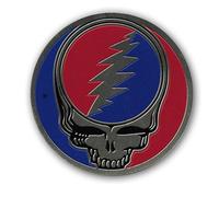 Grateful Dead 3.25 Inch Large Brass Steal Your Face SYF Metal Embossed Sticker Decal
