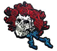 Grateful Dead Bertha Skull Woven Iron On Patch (One Size) (Red/White/Blue)