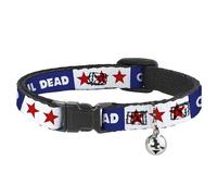 Grateful Dead Cat Collar, Breakaway Collar with Bell, Good Ol Grateful Dead Text and Stars Blue White Red, 8.5 to 12 Inches 0.5 Inch Wide