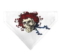 Grateful Dead Pet Bandana Grateful Dead Skull and Rose Face White Slip On Collar Bandana Only