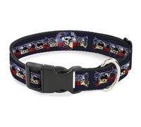 Grateful Dead Pet Collar, Dog Collar Plastic Buckle, Grateful Dead Dave's Picks Skeleton Americana Bonus Art, 7 to 8.5 Inches 0.5 Inch Wide