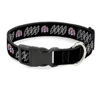 Grateful Dead Pet Collar, Dog Collar Plastic Buckle, Grateful Dead Steal Your Face and Bolts Black White, 16 to 23 Inches 1.5 Inch Wide