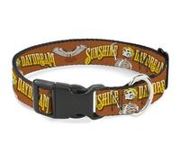 Grateful Dead Pet Collar, Dog Collar Plastic Buckle, Grateful Dead Sunshine Daydream Skeleton Orange, 13 to 17 Inches 1.5 Inch Wide