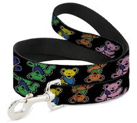 Grateful Dead Pet Leash, Dog Leash, Grateful Dead Dancing Bears Close Up Black Multi Color, 6 Feet Long 1.0 Inch Wide