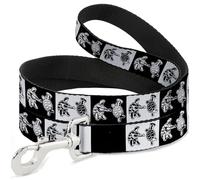 Grateful Dead Pet Leash, Dog Leash, Grateful Dead Dancing Terrapin Blocks Black White, 4 Feet Long 0.5 Inch Wide