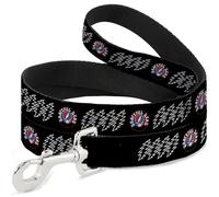 Grateful Dead Pet Leash, Dog Leash, Grateful Dead Steal Your Face and Bolts Black White, 4 Feet Long 1.0 Inch Wide