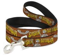 Grateful Dead Pet Leash, Dog Leash, Grateful Dead Sunshine Daydream Skeleton Orange, 6 Feet Long 1.0 Inch Wide