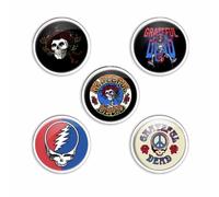 Grateful Dead Skeleton & Rose Badge Set (Pack of 5) (One Size) (Multicoloured)