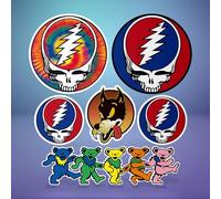Grateful Dead Stickers - 6-Piece Vinyl Decal Pack with Steal Your Face, Tie Dye Edition & Dancing Bears Decal, Waterproof Merch for Laptops, Cars & More