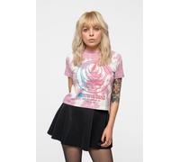 Grateful Dead Women's Concentric Skulls Crop Top in Pink | Size: Large Grateful Dead Pink L