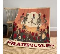 Grateful Death Skull Print Blanket, Rock Retro Art Throw Blankets Soft Cozy Fleece Plush Warm Flannel Bedding Blanket for Boys Girls Adults Couch Travel 180x220cm