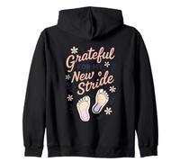 Grateful For My New Stride Footprints Zip Hoodie