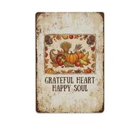 Grateful Heart Happy Soul Harvest Metal Tin Sign
