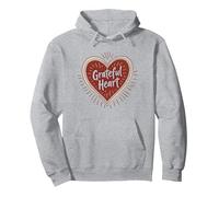 Grateful Heart Inspirational Love Design for Thankfulness Pullover Hoodie, Adult Unisex, Heather Grey, XXL