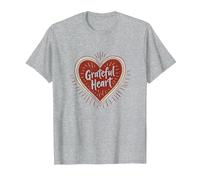 Grateful Heart Inspirational Love Design for Thankfulness T-Shirt, Men, Heather Grey, 3XL