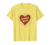 Grateful Heart Inspirational Love Design for Thankfulness T-Shirt, Men, Lemon, 3XL