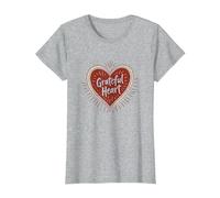 Grateful Heart Inspirational Love Design for Thankfulness T-Shirt, Women, Heather Grey, XXL