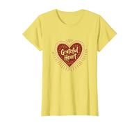 Grateful Heart Inspirational Love Design for Thankfulness T-Shirt, Women, Lemon, 3XL