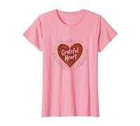 Grateful Heart Inspirational Love Design for Thankfulness T-Shirt, Women, Pink, XXL
