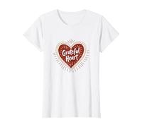 Grateful Heart Inspirational Love Design for Thankfulness T-Shirt, Women, White, 3XL