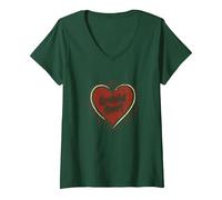 Grateful Heart Inspirational Love Design for Thankfulness V-Neck T-Shirt, Women, Forest Green, XXL